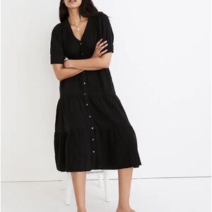 Madewell Black Midi Button-Down Dress